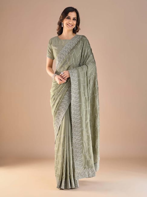 Saree Mall Sea Green Silk Embroidery Saree with Blouse Piece-picture-41
