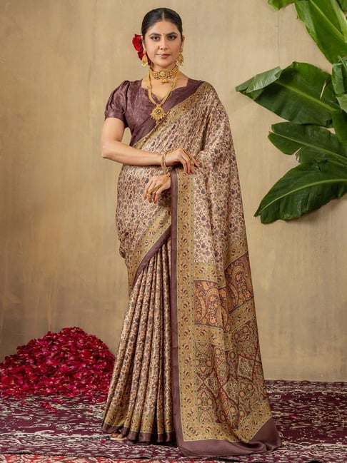Saree Mall Beige Silk Self Saree with Blouse Piece-picture-44