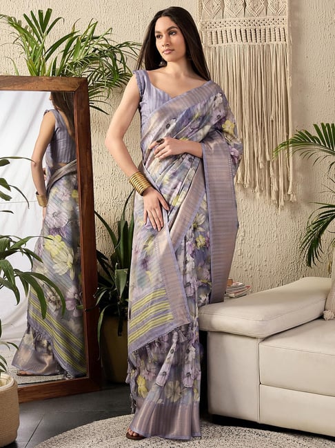 Saree Mall Lavendar Cotton Self Saree with Blouse Piece-picture-38