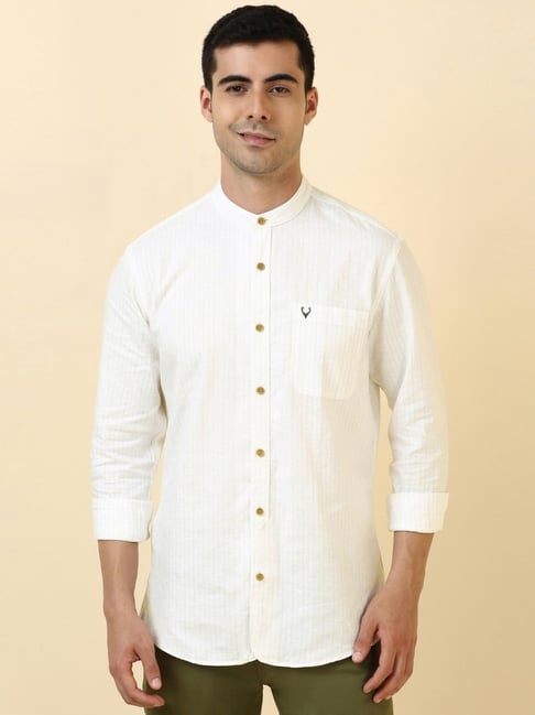 Allen Solly White Cotton Regular Fit Striped Shirt-picture-33