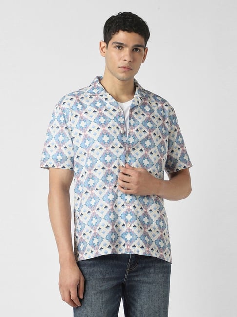 Van Heusen White Cotton Slim Fit Printed Shirt-picture-31