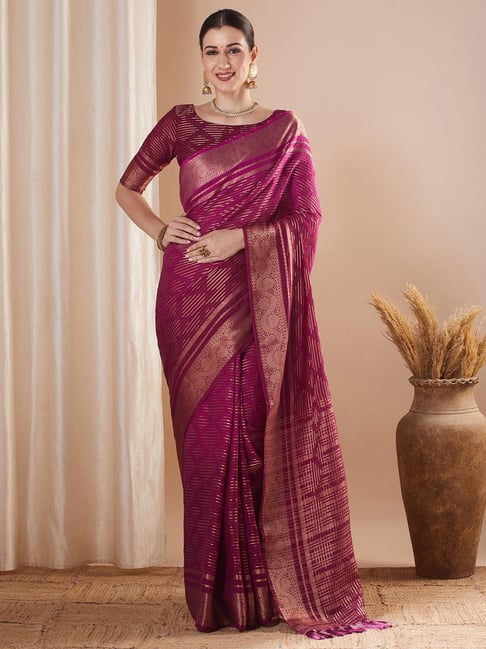 Saree Mall Magenta Georgette Self Saree with Blouse Piece-picture-19