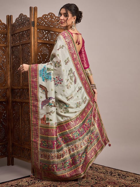 Saree Mall Grey Viscose Self Saree with Blouse Piece-picture-30