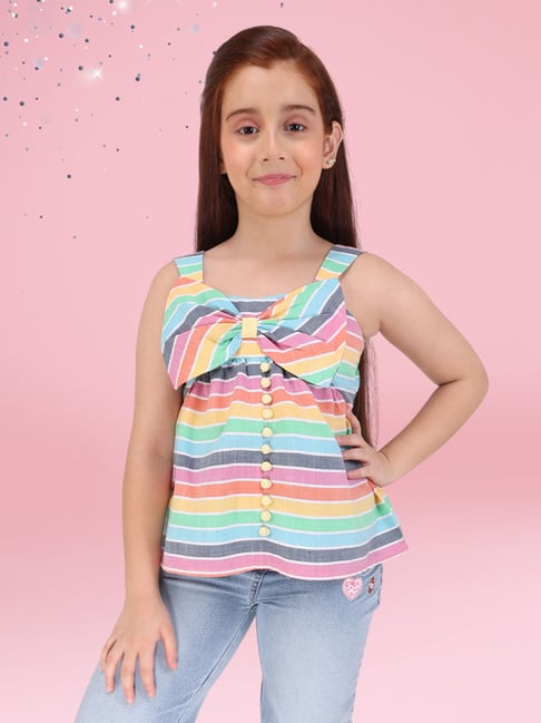 Cutecumber Girls Multi Color Cotton Regular Fit Applique Top