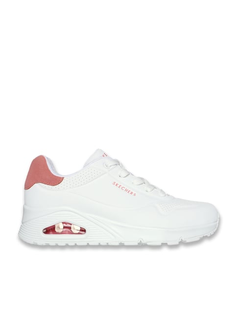 Skechers Women's UNO - POP BACK White & Hot Coral Sneakers