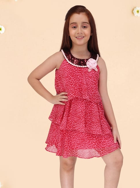 Cutecumber Girls Pink Regular Fit Embellished Dress-picture-16