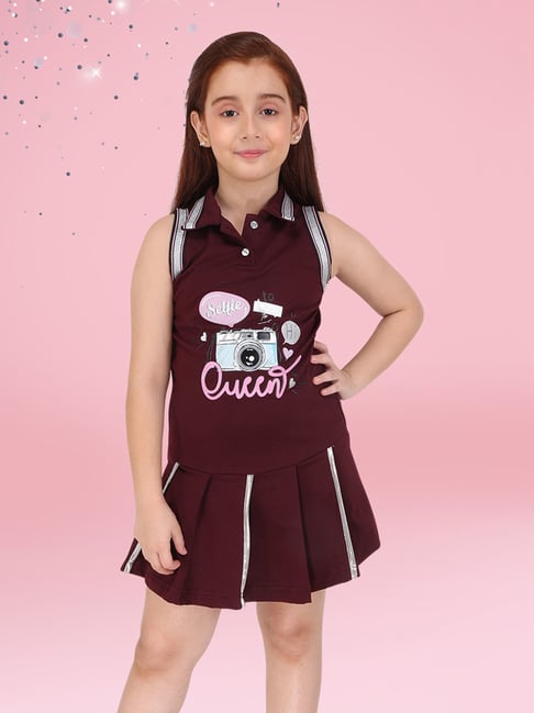 Cutecumber Girls Plum Regular Fit Graphic Dress-picture-45