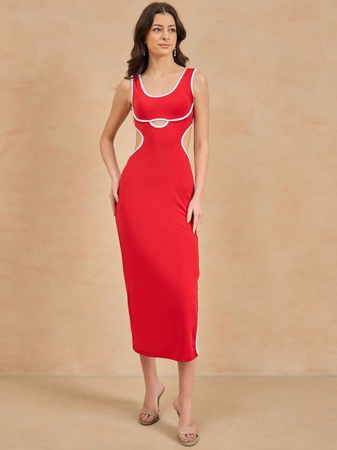 Color Capital Red Bodycon Fit Dress