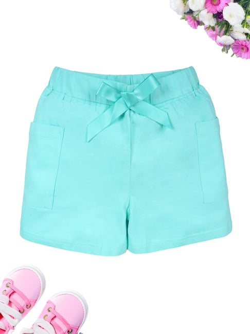 Kiddopanti Girls Pista Green Cotton Regular Fit Shorts-picture-10