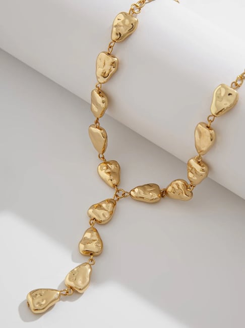 OOMPH Gold Artificial Stones and Beads Princess Necklace-image-17