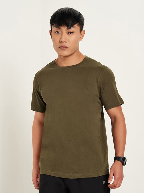 Ajile By Pantaloons Olive Cotton Slim Fit T-Shirt-picture-175