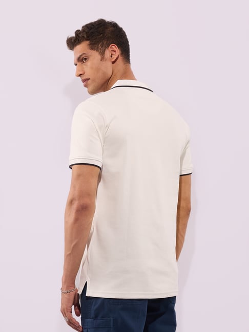 Buy Hoversoul White 100% Cotton Interlock Polo T-Shirt at Best