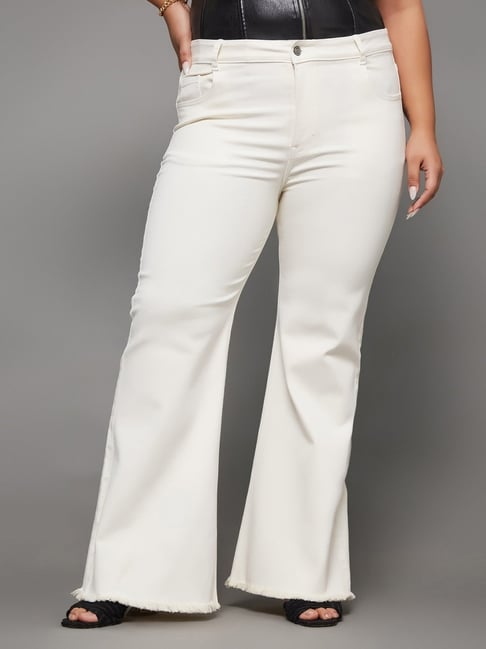 Miss Chase A+ White Flare Fit Jeans