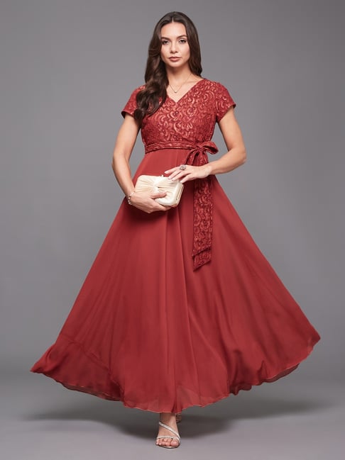 chinese dress ladies Buy Miss Chase Women's Dark Pink V-Neck Three-Quarter Sleeve Self-Designed  Wrap Maxi Georgette Dress (MCAW22D06-53-23-02, Dark Pink, XS) at Amazon.in