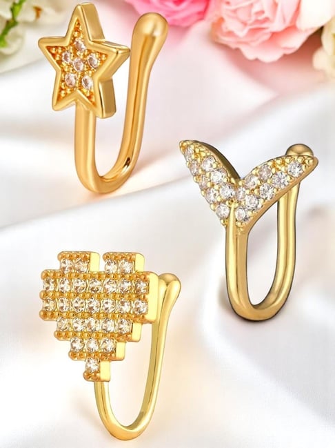 OOMPH Gold Heart Cubic Zirconia Nosepin