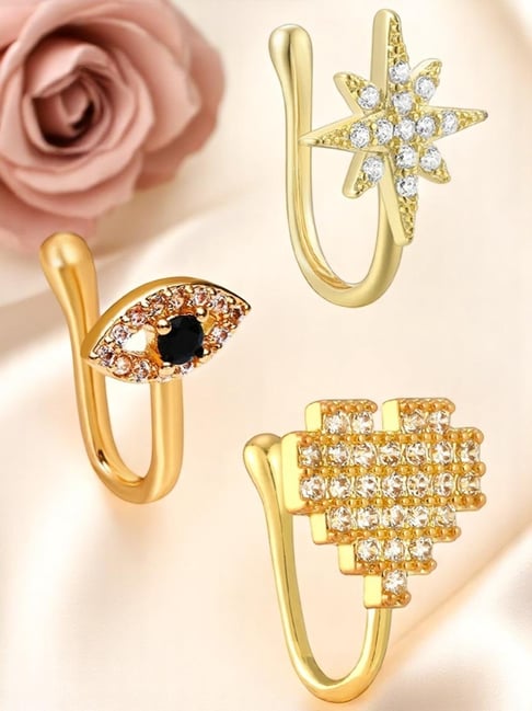 OOMPH Gold Heart Cubic Zirconia Nosepin