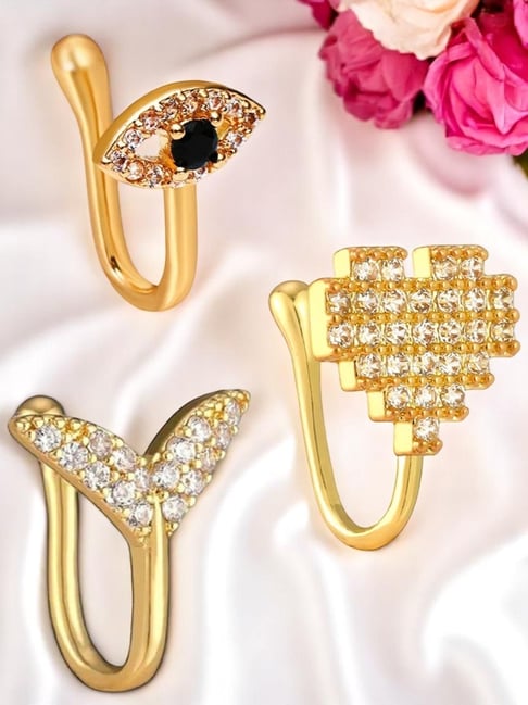 OOMPH Gold Heart Cubic Zirconia Nosepin