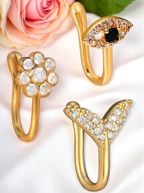 OOMPH Gold Evil Eye Cubic Zirconia Nosepin