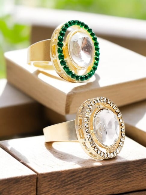 OOMPH Gold Kundan Cocktail Rings