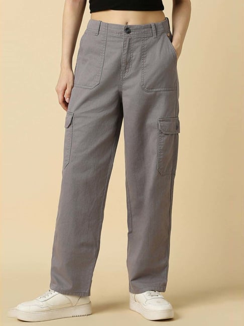 Allen Solly Grey Cotton Regular Fit Trousers-picture-31