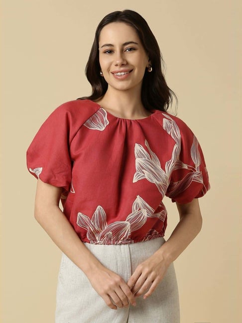 Allen Solly Red Regular Fit Printed Top-picture-14