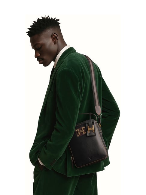 Hidesign Black HARLEM Leather Cross Body Bag