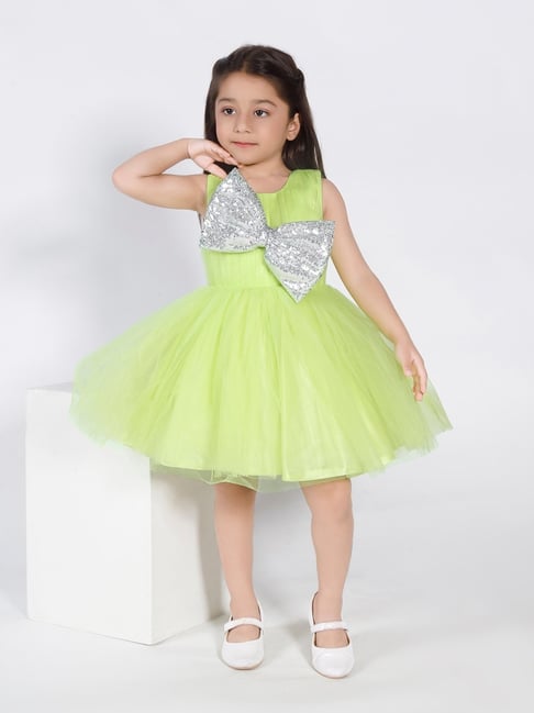 Ministitch Girls Lime Green Embellished Frock-picture-45