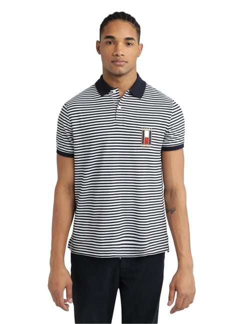 Tommy Hilfiger Desert Sky White Stripes Regular Fit Polo T-Shirt