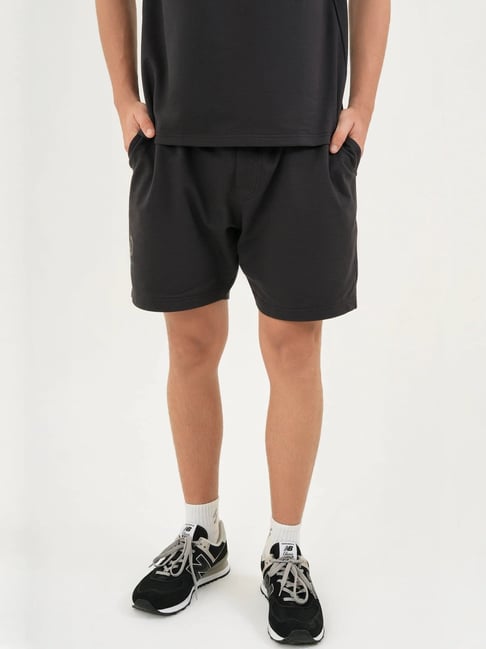 Dcyphr Black Cotton Regular Fit Shorts