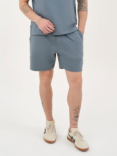 Dcyphr Grey Cotton Regular Fit Shorts