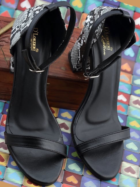 D'LORZERI Women's Black Ankle Strap Sandals-picture-27