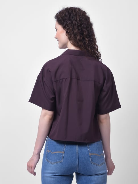 NUMERO UNO Wine Blended Solid Shirt