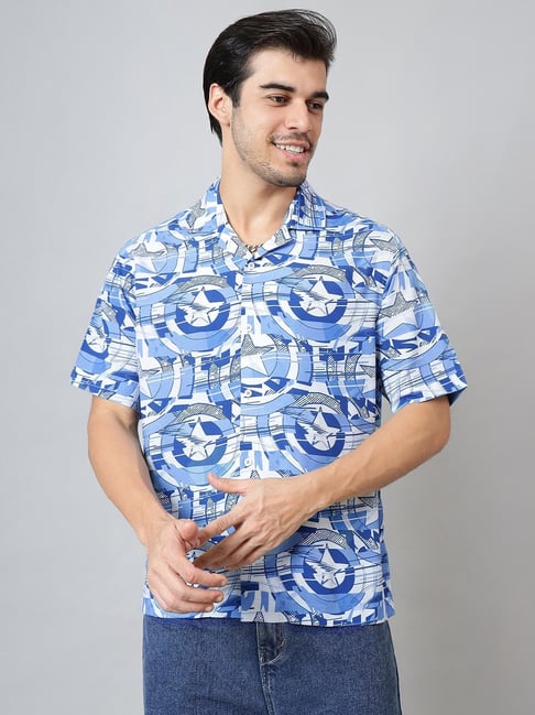 Free Authority Blue Rayon Regular Printed Shirt-picture-33