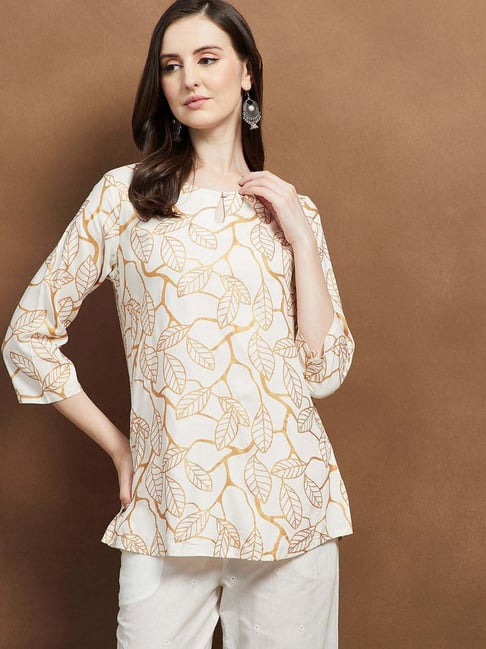 Melange By Lifestyle Off White Regular Fit Printed Kurti-picture-22