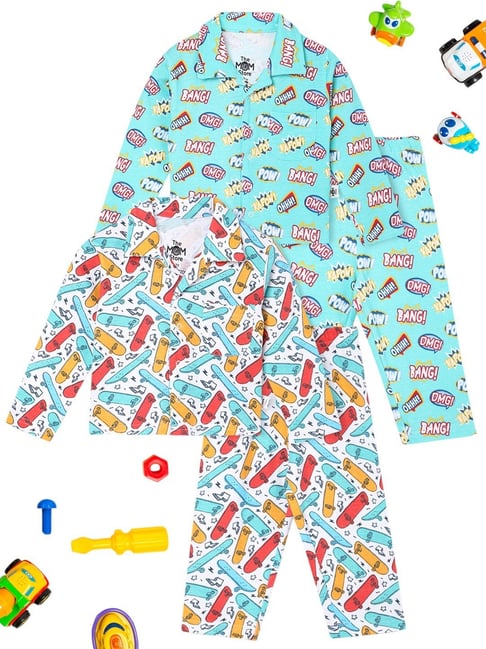 The Mom Store White Cotton Printed Rompers - Pack of 3