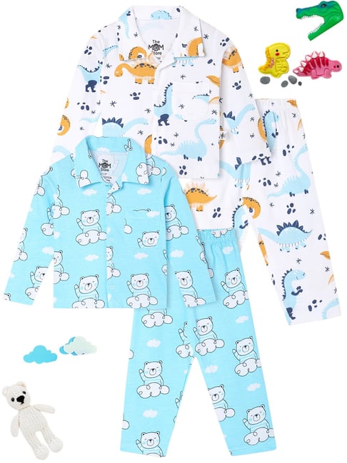 The Mom Store Multicolor Cotton Printed Baby Pajama set - Pack of 2