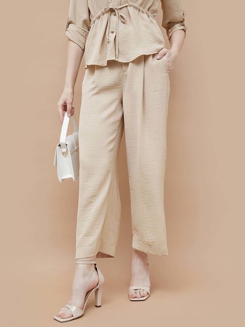 Code By Lifestyle Medium Beige Regular Fit Trousers-picture-20