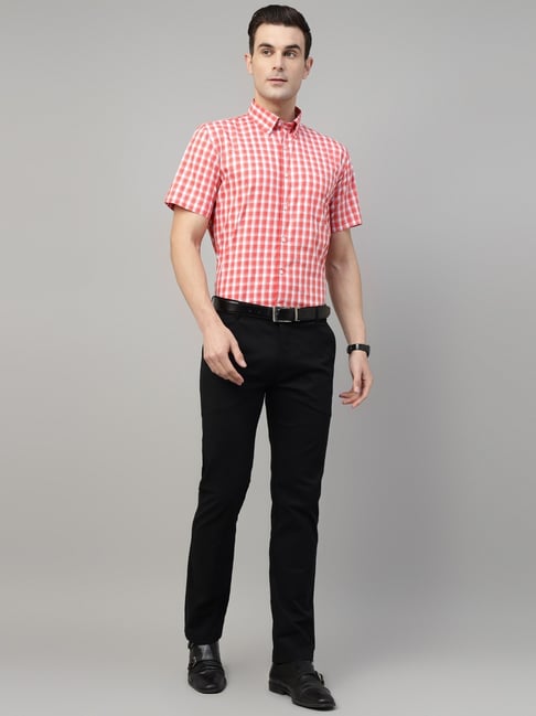 Hancock Red Slim Fit Checked Shirt