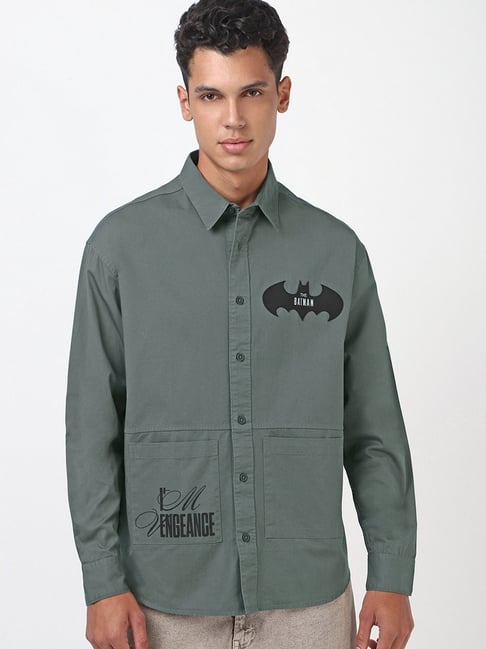 Bewakoof Marvel Merchandise Grey Cotton Oversized Fit Printed Shirt-picture-34