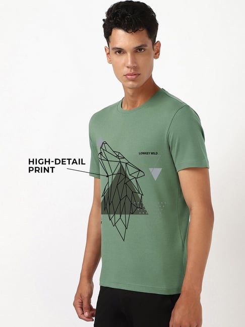 Bewakoof Party Animal Men's Olive Green Low Key Wild Graphic