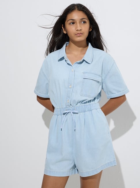 Y&F Kids by Westside Light Blue Denim Jumpsuit
