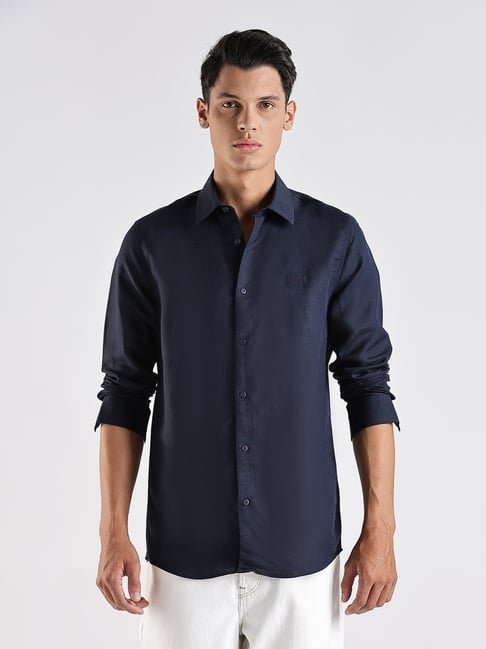 calvin klein navy blue dress shirt Shirt Calvin Klein Navy Blue Long Dress Calvin Klein Jeans Vintage Indigo  Slim Fit Shirt