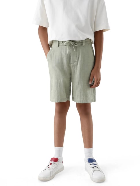 Rare Ones Boys Green Cotton Regular Fit Shorts