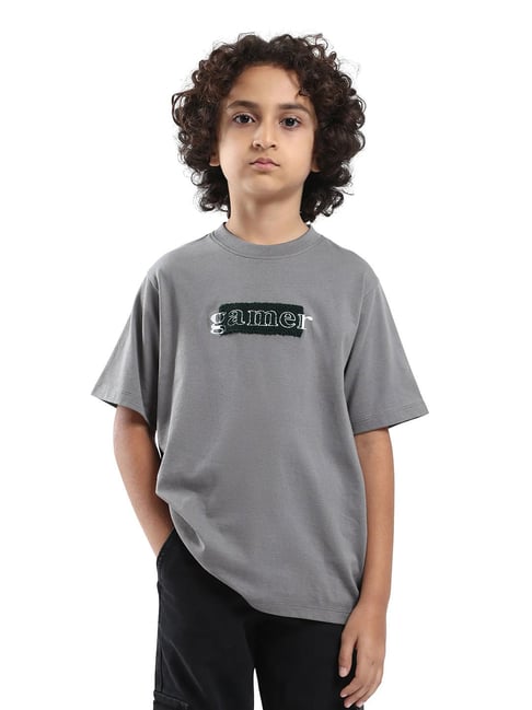 Rare Ones Boys Grey Cotton Embroidered T-Shirt-picture-14