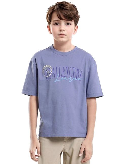 Rare Ones Boys Purple Cotton Printed T-Shirt