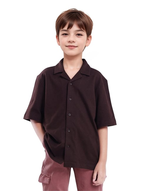 Rare Ones Boys Brown Cotton Shirt