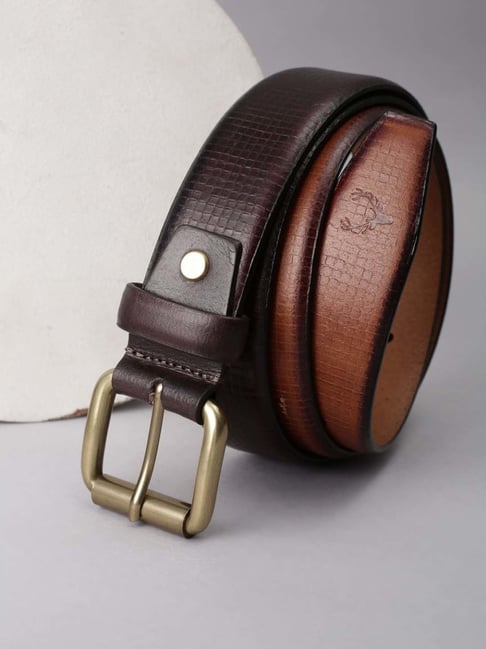 Allen Solly Brown Leather Textured Casual Belt