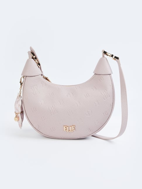 Elle Lilac Lavender Logo Shoulder Handbag