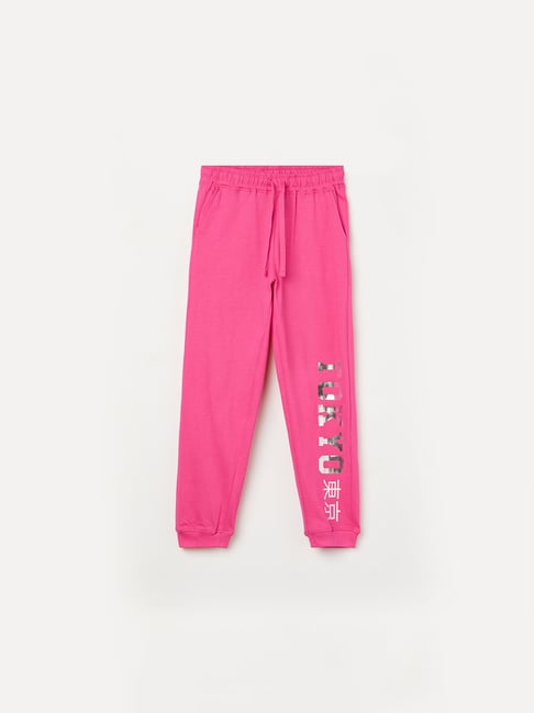 Fame Forever by Lifestyle Girls Fuschia Cotton Printed Track Pants-picture-40