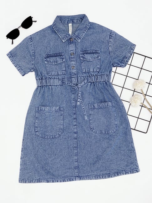 Pantaloons Junior Girls Blue Dress